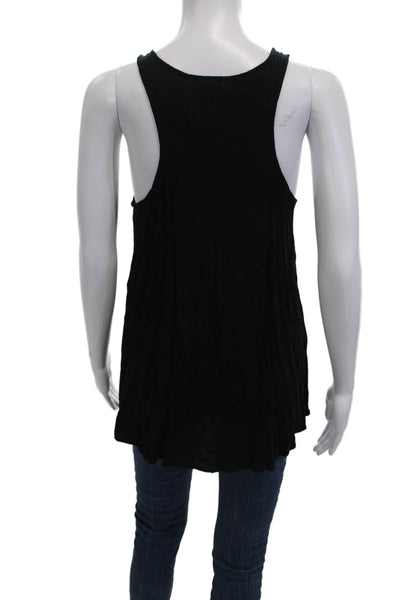 Felicite Women Black Boho V-Neck Sleeveless Tank Rayon Size 3