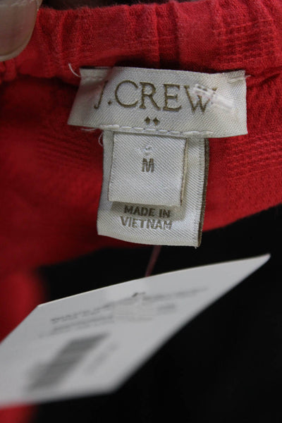 J Crew Women Peasant Square Neck Cotton Sleeveless Blouse Red Size M