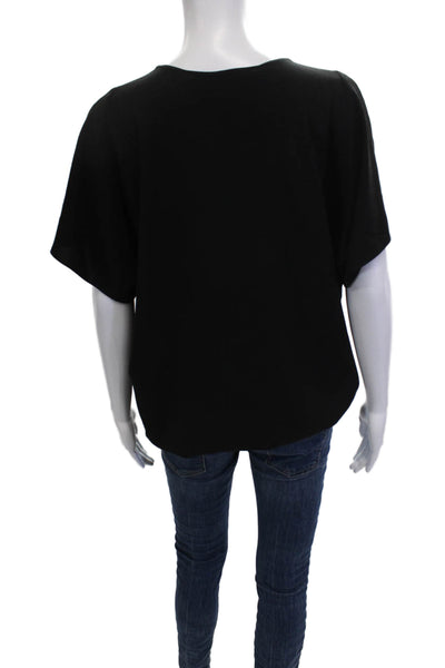 Ramy Brook Women Basic Black V-Neck Short Sleeve Blouse Size M