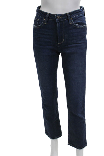 Just Black Denim Women Ankle Cropped Jeans Dark Blue Mid Rise Button Size 25