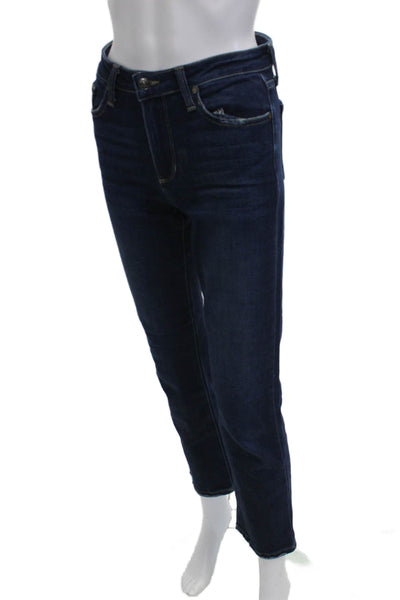 Just Black Denim Women Ankle Cropped Jeans Dark Blue Mid Rise Button Size 25