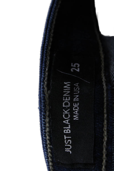 Just Black Denim Women Ankle Cropped Jeans Dark Blue Mid Rise Button Size 25