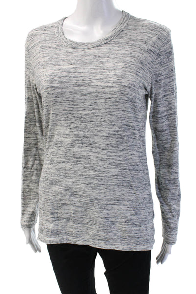 Standard James Perse Women Gray Cotton Crew Neck Long Sleeve Tee Size 3