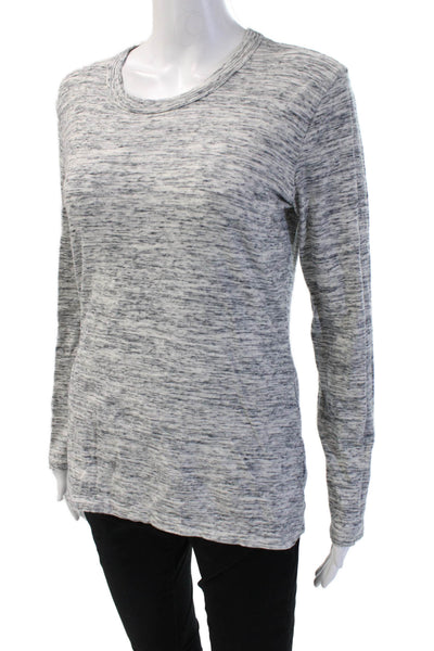 Standard James Perse Women Gray Cotton Crew Neck Long Sleeve Tee Size 3