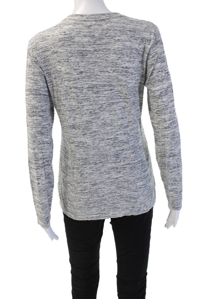 Standard James Perse Women Gray Cotton Crew Neck Long Sleeve Tee Size 3