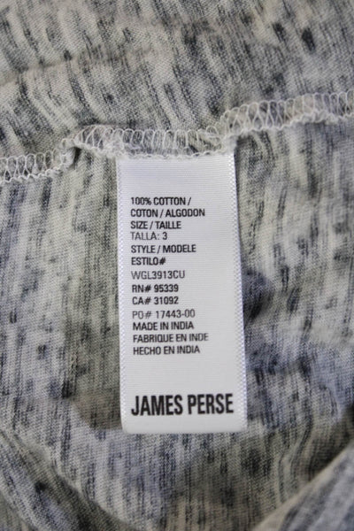 Standard James Perse Women Gray Cotton Crew Neck Long Sleeve Tee Size 3