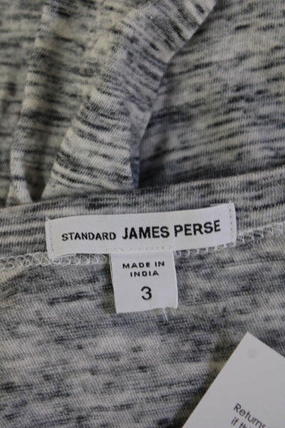 Standard James Perse Women Gray Cotton Crew Neck Long Sleeve Tee Size 3