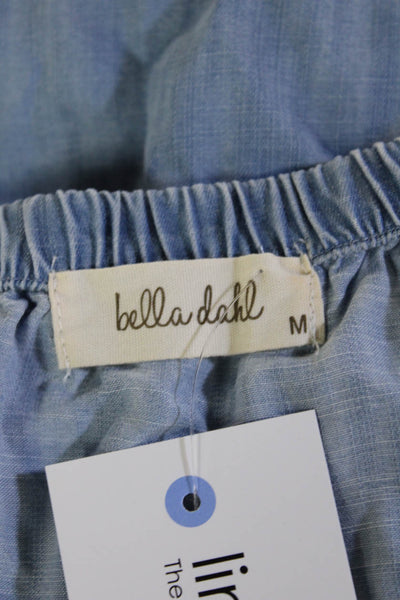 Bella Dahl Womens Light Blue Tencel Lyocell Short Sleeve Blouse Boho Size M