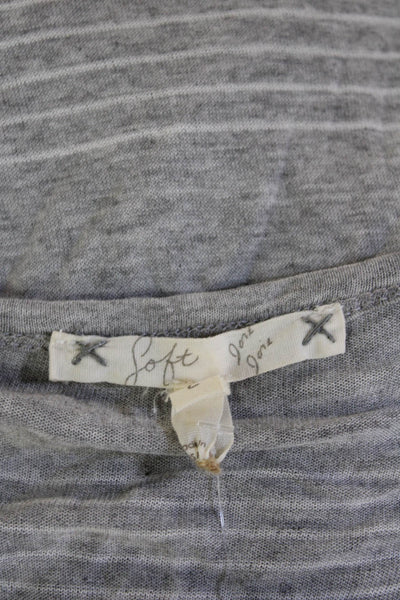 Soft Joie Womens Basic Striped Gray Rayon Long Sleeve Round Neck Top Size L