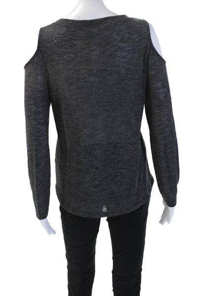 Splendid Women Basic Dark Gray Long Sleeve Round Neck Top Size M