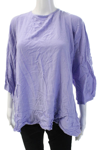 Sundress Women Bohemian Purple Tunic 3/4 Sleeve Crew Neck Viscose Solid Size XS