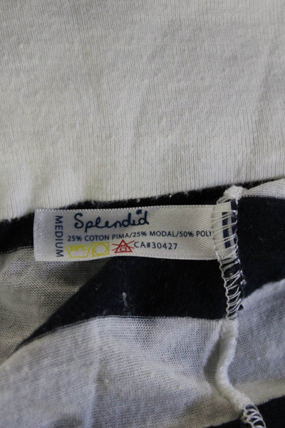 Splendid Women Tunic Hoodie Dark Blue Striped Long Sleeve Drawstring Size M