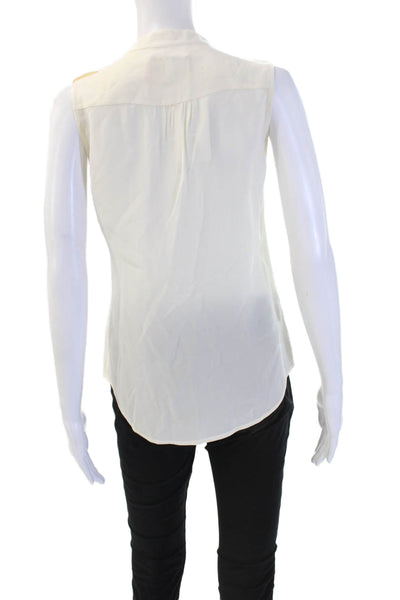 Banana Republic Women Sleeveless White High Neck Button Up Blouse Size 2