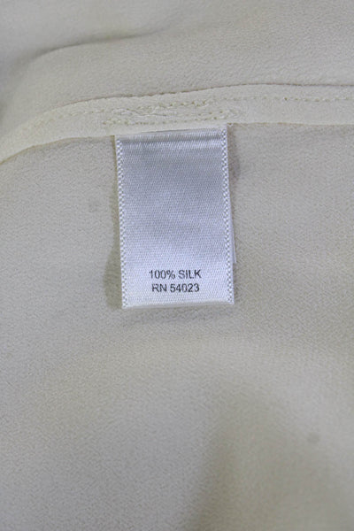 Banana Republic Women Sleeveless White High Neck Button Up Blouse Size 2