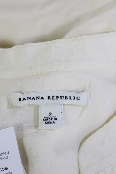 Banana Republic Women Sleeveless White High Neck Button Up Blouse Size 2