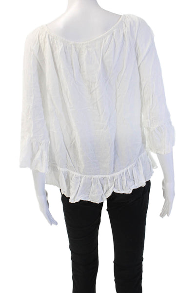 Velvet by Graham & Spencer Women Tunic Blouse White 3/4 Sleeve Viscose Size S
