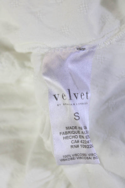 Velvet by Graham & Spencer Women Tunic Blouse White 3/4 Sleeve Viscose Size S