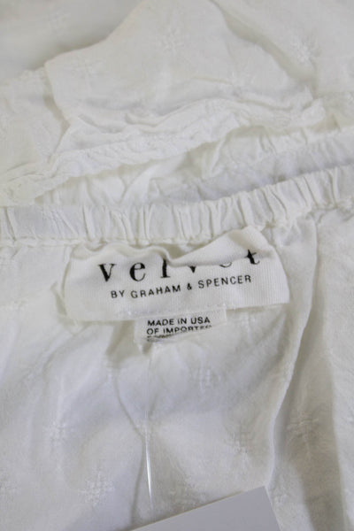 Velvet by Graham & Spencer Women Tunic Blouse White 3/4 Sleeve Viscose Size S
