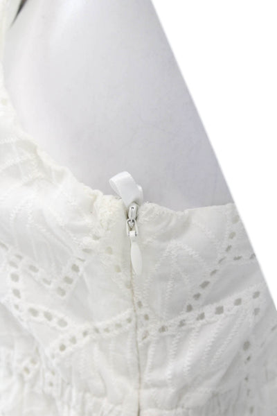 MINKPINK Womens White Cotton Slip Dress V Neck Sleeveless Short Size S