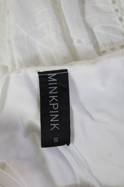 MINKPINK Womens White Cotton Slip Dress V Neck Sleeveless Short Size S