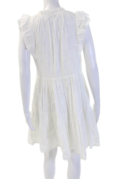 Greylin Anthropologie Women Trapeze Swing Dress White Cotton V Neck Size M