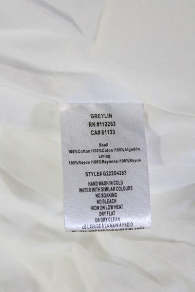 Greylin Anthropologie Women Trapeze Swing Dress White Cotton V Neck Size M