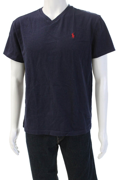 Polo Ralph Lauren Mens Dark Blue Cotton V-Neck Short Sleeve T-Shirt Size M