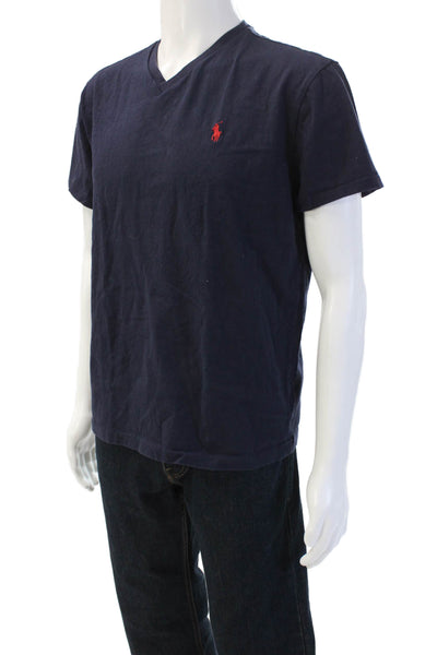 Polo Ralph Lauren Mens Dark Blue Cotton V-Neck Short Sleeve T-Shirt Size M
