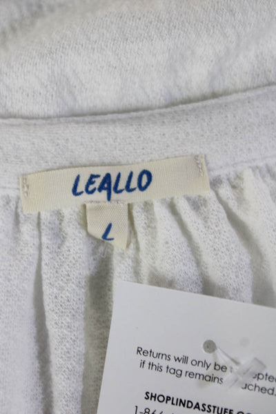 Leallo Women Bohemian V-Neck Sleeveless Tunic Blouse White Cotton Modal Size L