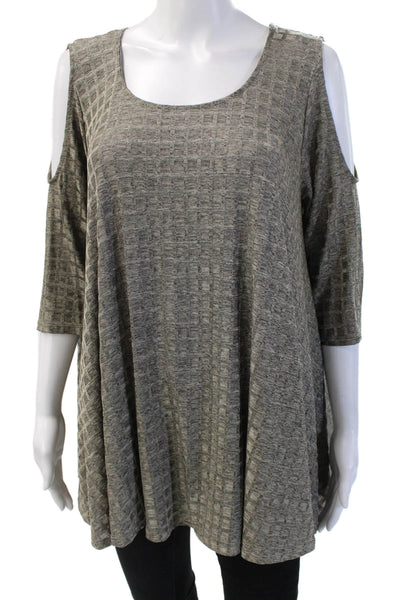 Nally & Millie Womens Tunic Gray Square Neck 3/4 Sleeve Size XL