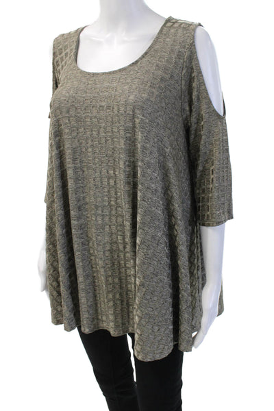 Nally & Millie Womens Tunic Gray Square Neck 3/4 Sleeve Size XL
