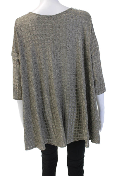 Nally & Millie Womens Tunic Gray Square Neck 3/4 Sleeve Size XL