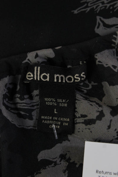 Ella Moss Women Black Silk Paisley Tunic 3/4 Sleeve Bohemian Size L