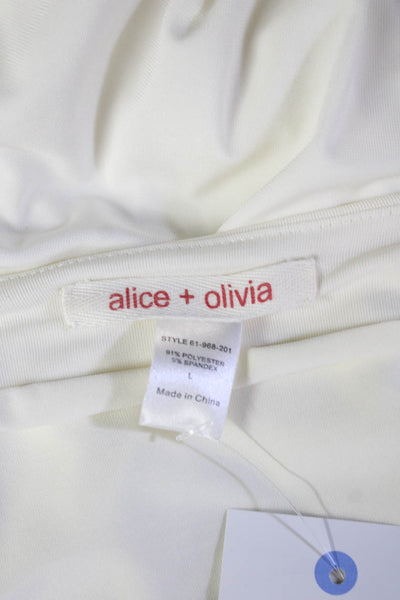 Alice + Olivia Womens V Neck Short Sleeve Tunic Blouse White Size L