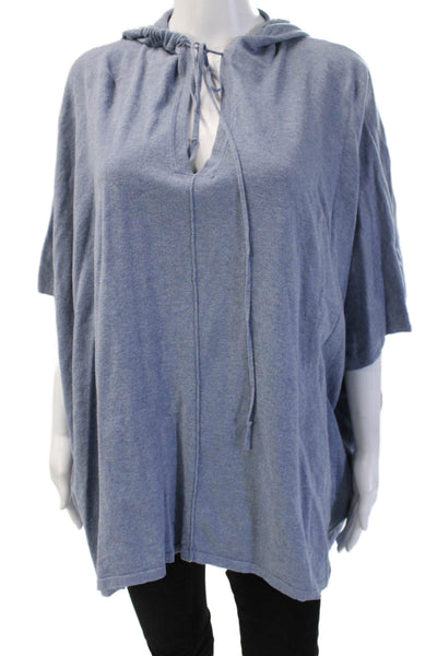 Project Womens Cape Hoodie Blue 100% Cotton Drawstring Boho Size One Size