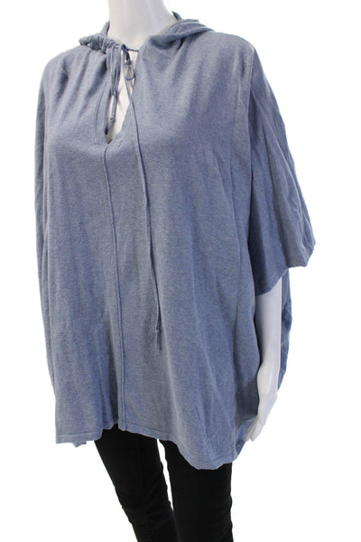 Project Womens Cape Hoodie Blue 100% Cotton Drawstring Boho Size One Size
