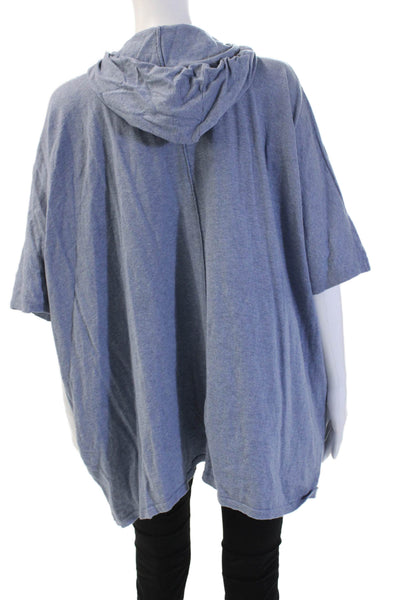 Project Womens Cape Hoodie Blue 100% Cotton Drawstring Boho Size One Size