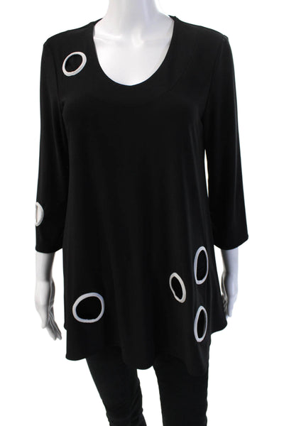 Joseph Ribkoff Women Tunic 3/4 Sleeve Black Geometric Round Neck Size 8