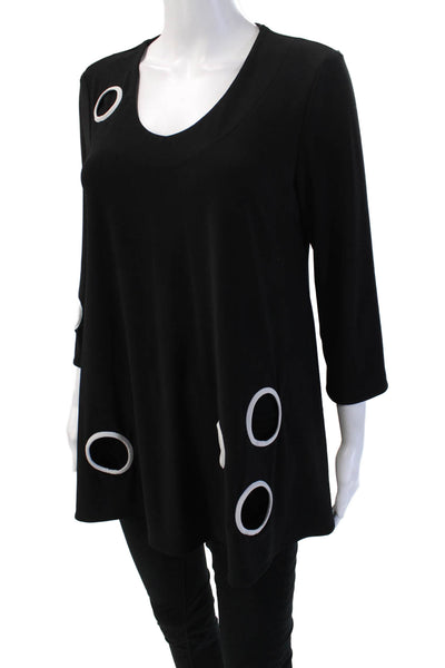 Joseph Ribkoff Women Tunic 3/4 Sleeve Black Geometric Round Neck Size 8