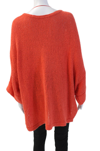 Free People Womens Bohemian V-Neck Pullover Sweater Orange Short Sleeve Size S