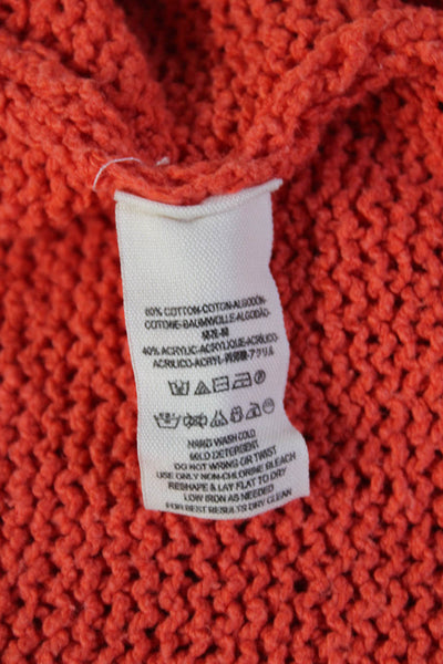 Free People Womens Bohemian V-Neck Pullover Sweater Orange Short Sleeve Size S