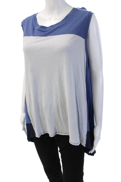 BCBGMAXAZRIA Womens Tunic Tank Sleeveless Blue Rayon Round Neck Size L