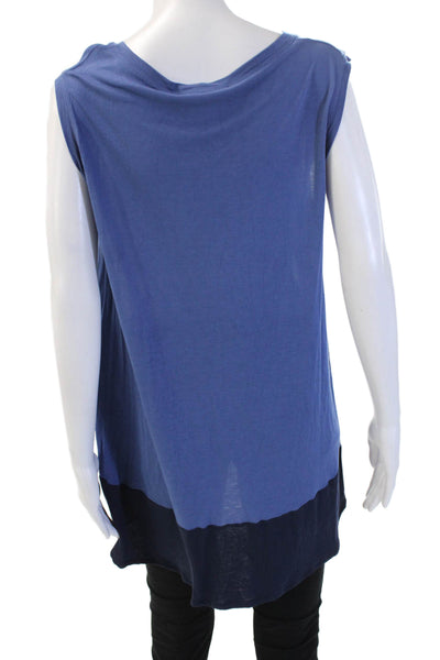 BCBGMAXAZRIA Womens Tunic Tank Sleeveless Blue Rayon Round Neck Size L