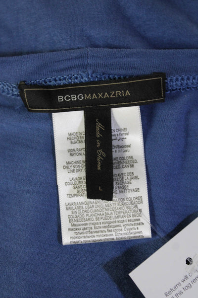 BCBGMAXAZRIA Womens Tunic Tank Sleeveless Blue Rayon Round Neck Size L