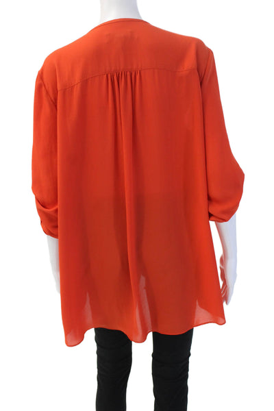 Karen Kane Women Tunic Blouse Orange V-Neck 3/4 Sleeve Size XL