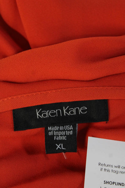Karen Kane Women Tunic Blouse Orange V-Neck 3/4 Sleeve Size XL