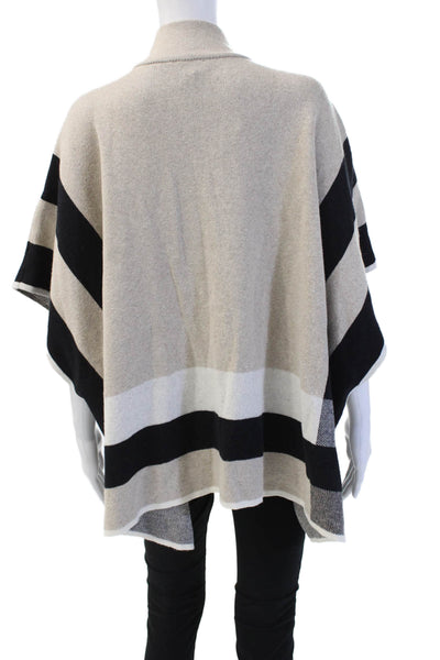Jones New York Womens Striped Full Zip Mock Neck Sweater Beige Size S