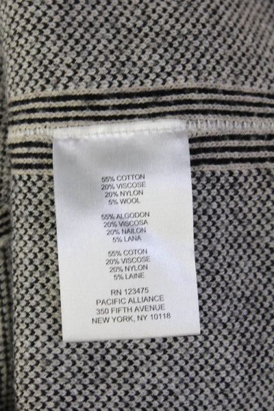 Jones New York Womens Striped Full Zip Mock Neck Sweater Beige Size S