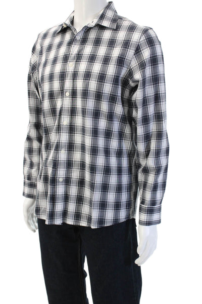 Michael Kors Mens Button-Down Collared Plaid Long Sleeve Cotton Shirt Size M