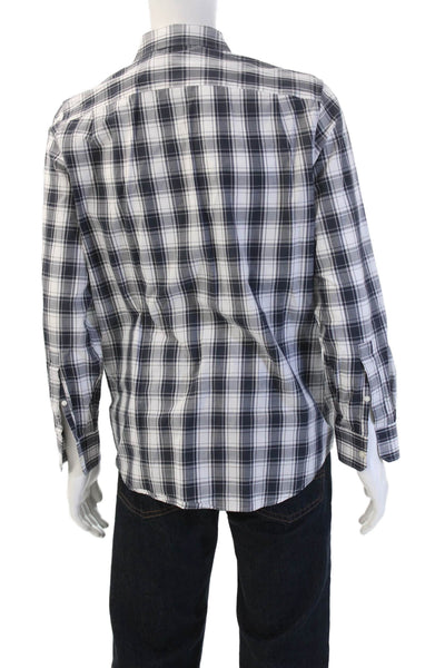 Michael Kors Mens Button-Down Collared Plaid Long Sleeve Cotton Shirt Size M